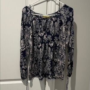 Princess Vera Wang Navy and White Floral Blouse